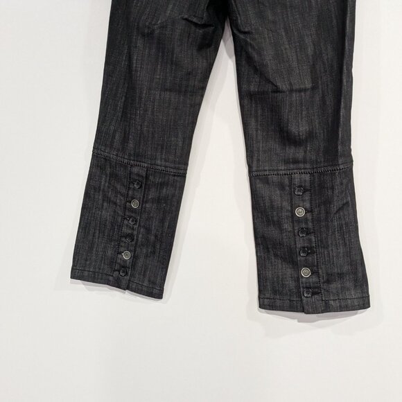 Marc Aurel Cropped Denim Jeans with Button Detail Black US Size 4 France Size 36 - Picture 4 of 5